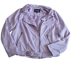 Lilac Purple Faux Suede Moto Jacket Lined Plus Size 2X